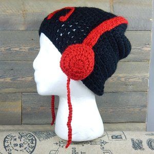 Cool Handmade Beanie w/ headphone Design Crotchet